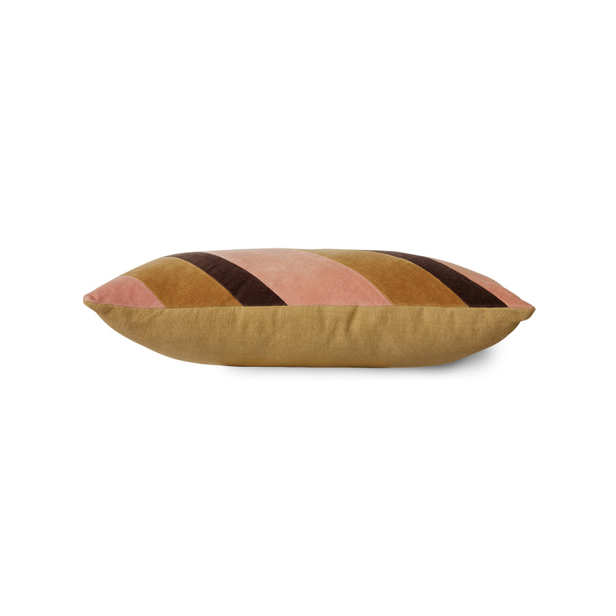Striped Velvet Cushion, Sunkissed, 50x30cm, HKLIVING, Pink Brown Beige