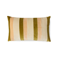 Striped Velvet Cushion, Pink Beige Gold, 60x35cm, Fields by HKLIVING