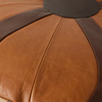 Retro Leather Patch Cushion,Round, Brown, HKLIVING