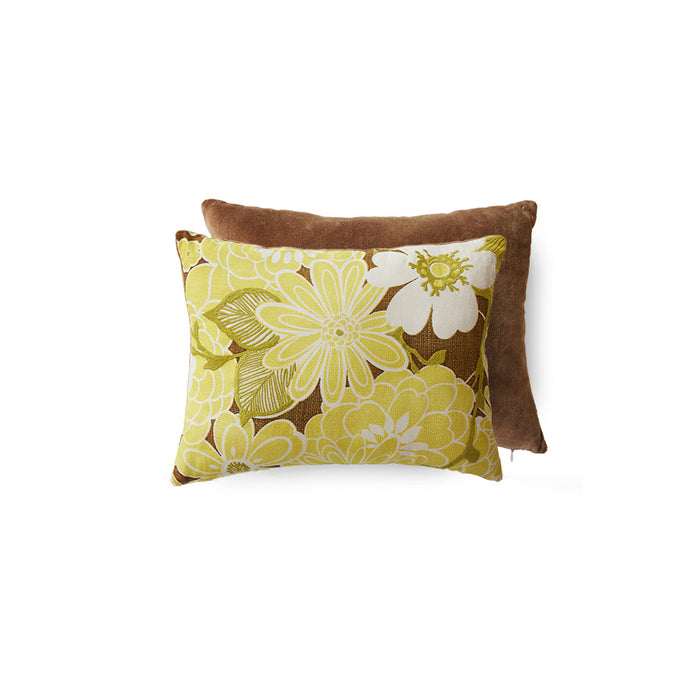 Cushion, Stiched Daisy, Yellow Green Brown, HKLIVING