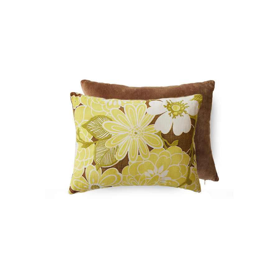 Cushion, Stiched Daisy, Yellow Green Brown, HKLIVING