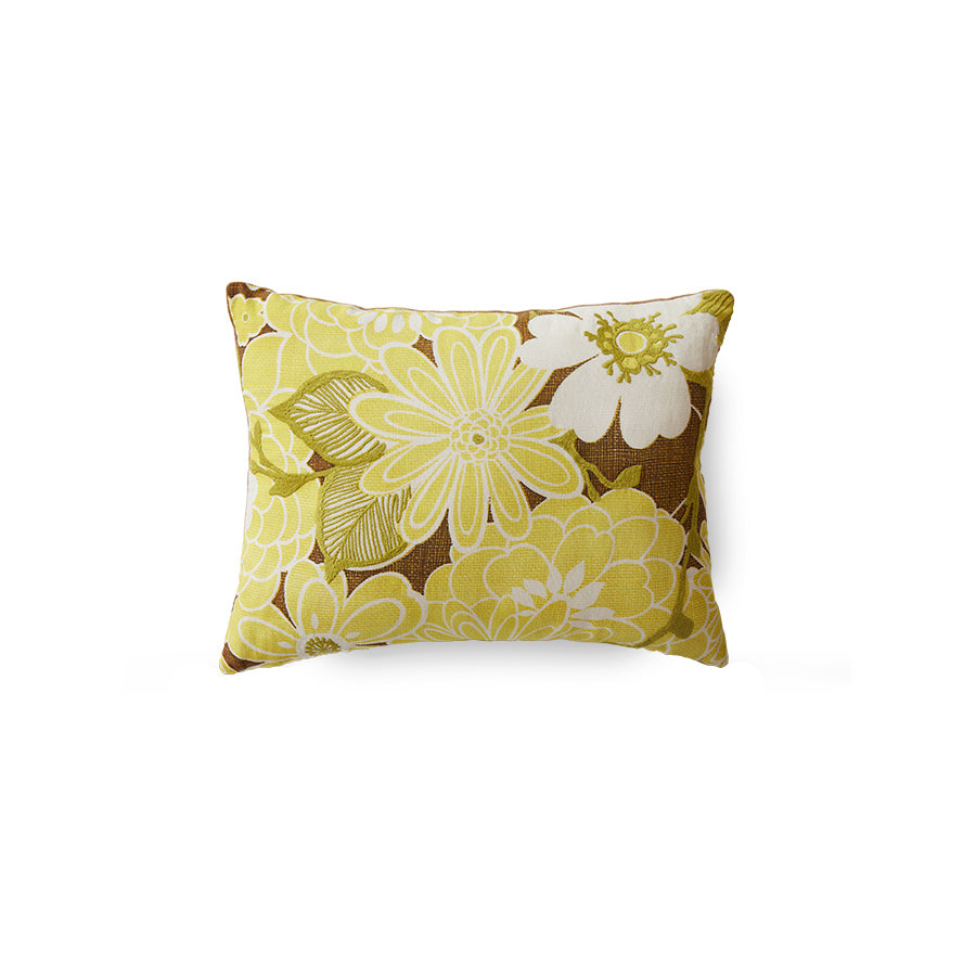 Cushion, Stiched Daisy, Yellow Green Brown, HKLIVING