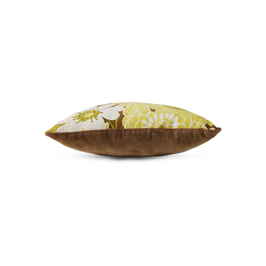 Cushion, Stiched Daisy, Yellow Green Brown, HKLIVING