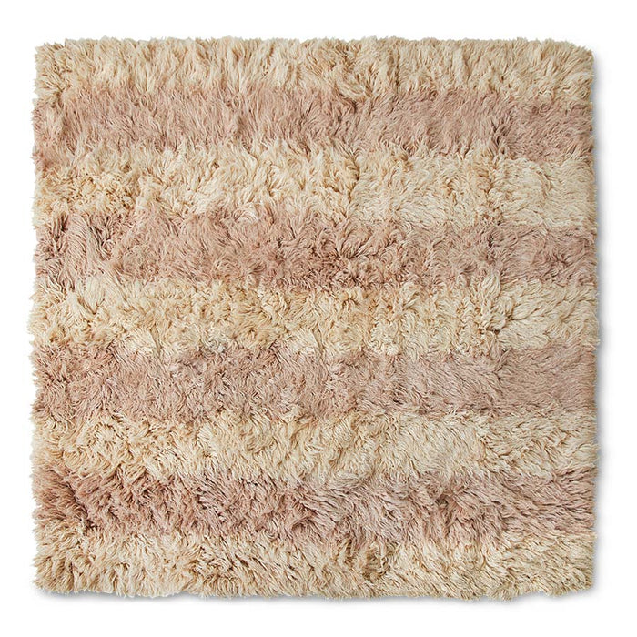 Large Square Rug, Pink Beige Wool, 2.5m x 2.5m, Shore by HKLIVING
