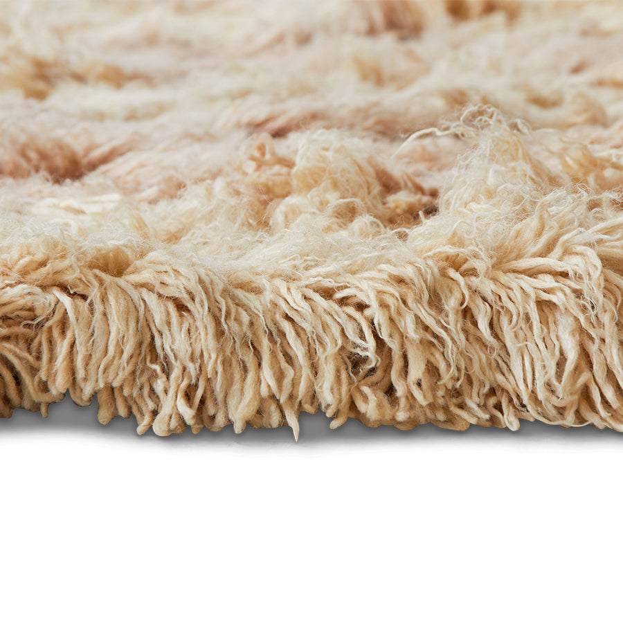 Large Square Rug, Pink Beige Wool, 2.5m x 2.5m, Shore by HKLIVING