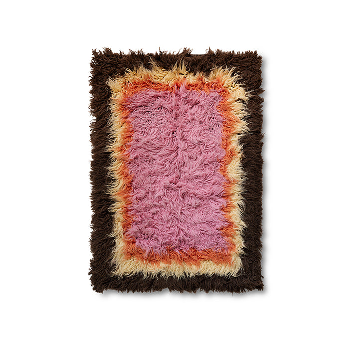 Fluffy Rug, Downtown by HKLIVING, 120x180cm Rectangular Rug, Pink Brown Yellow Orange