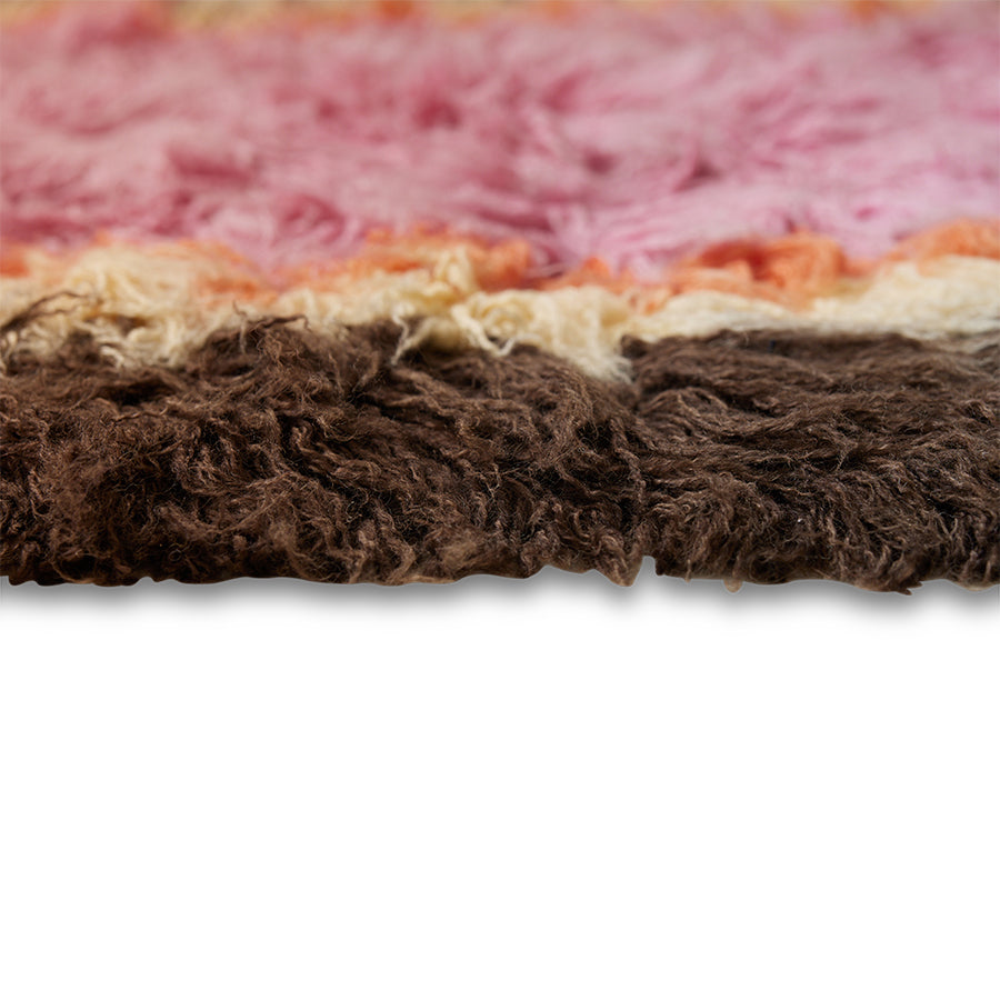 Fluffy Rug, Downtown by HKLIVING, 120x180cm Rectangular Rug, Pink Brown Yellow Orange