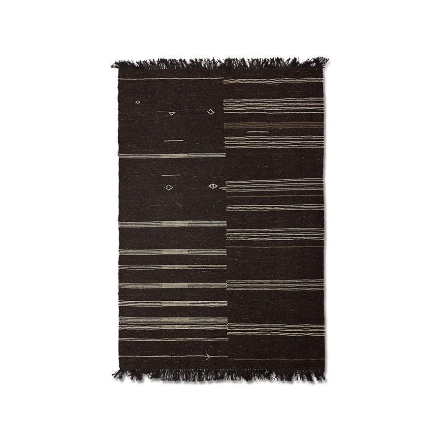 Striped Woolen Kelim Rug - Brown 150x240cm by HKLIVING