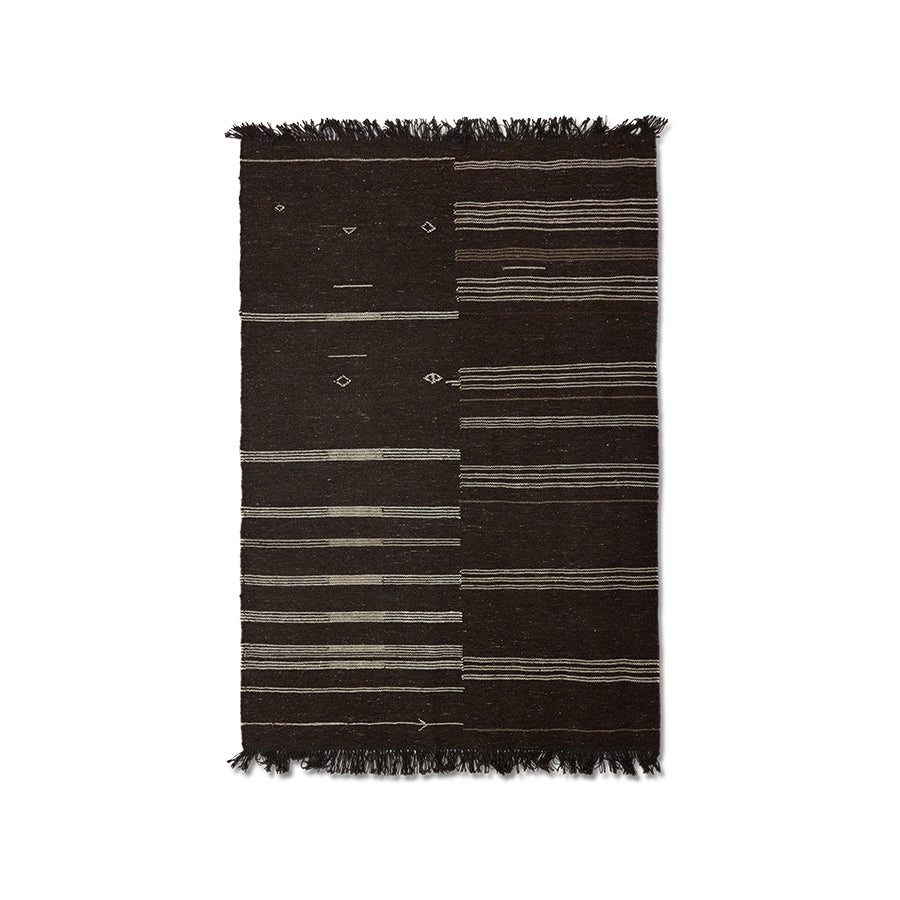 Striped Woolen Kelim Rug - Brown 150x240cm by HKLIVING
