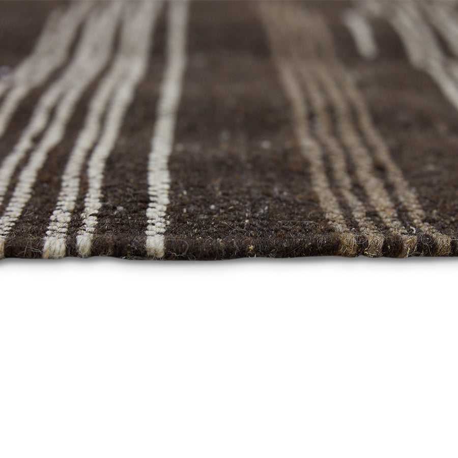 Striped Woolen Kelim Rug - Brown 150x240cm by HKLIVING