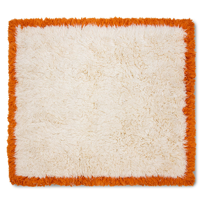 Fluffy Square Rug, Retro Summers by HKLIVING, 250x250cm White Cream Orange