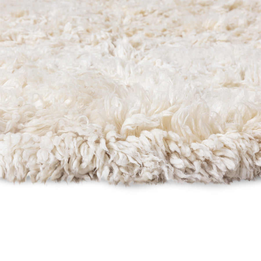 Fluffy Roud Rug, 2.5m Diameter, Cream White by HKLIVING