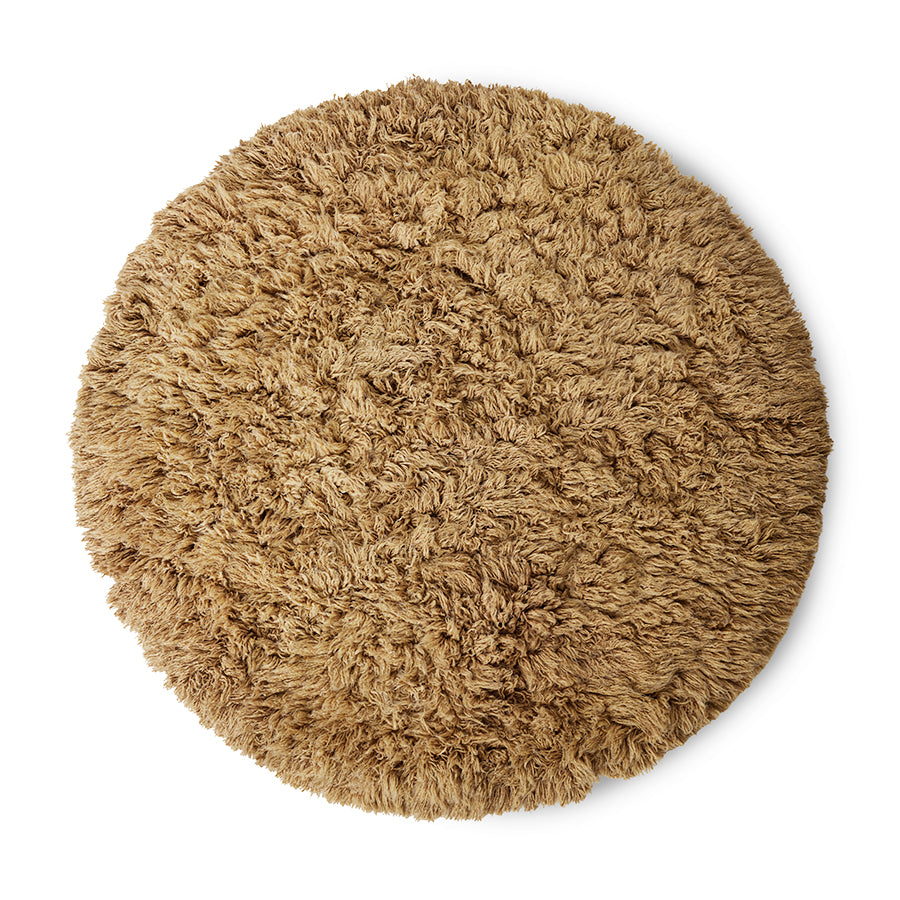 Fluffy Roud Rug, 2m Diameter, Caramel by HKLIVING
