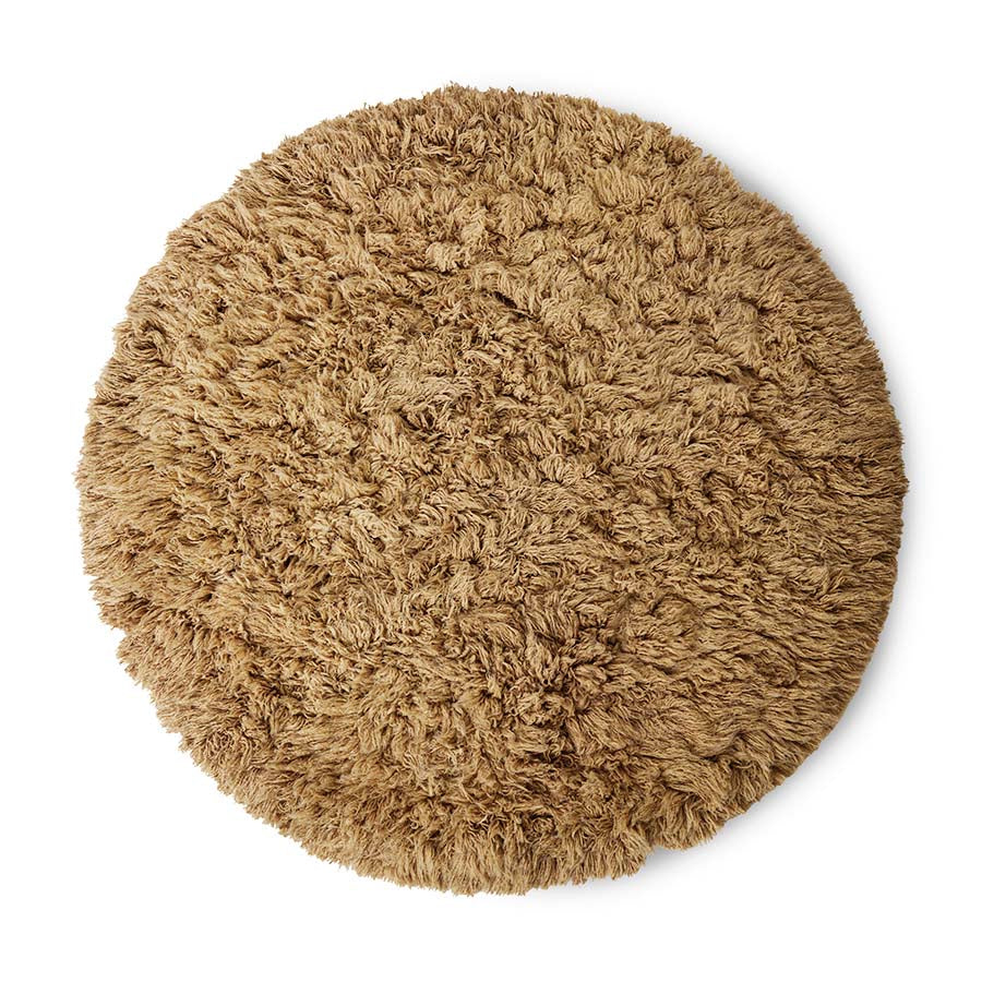 Fluffy Roud Rug, 2m Diameter, Caramel by HKLIVING