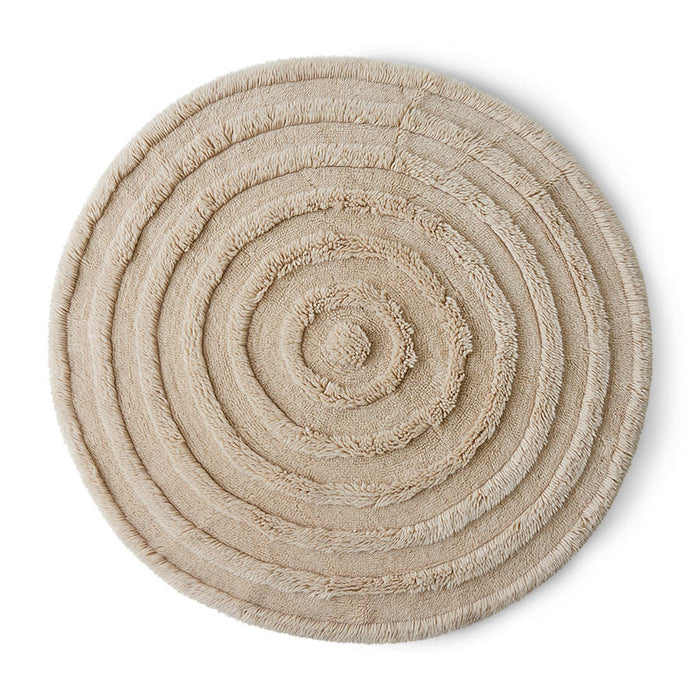 Cream Round Woollen Rug, 1.5m Diameter from HKLIVING