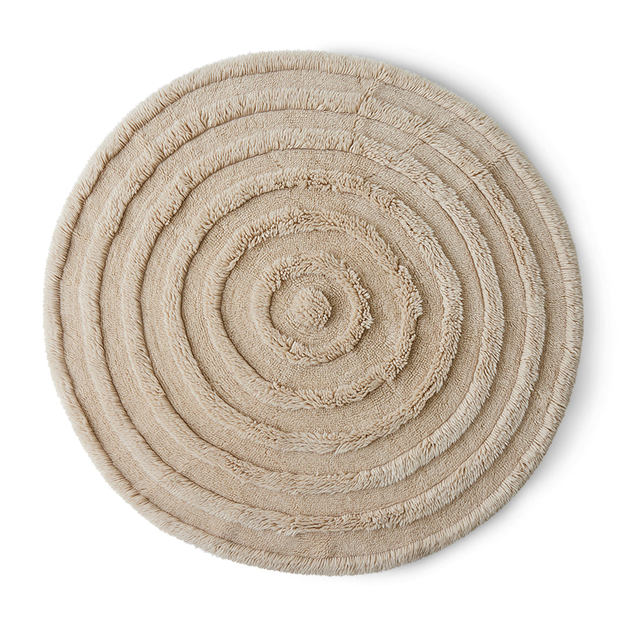 Cream Round Woollen Rug, 1.5m Diameter from HKLIVING