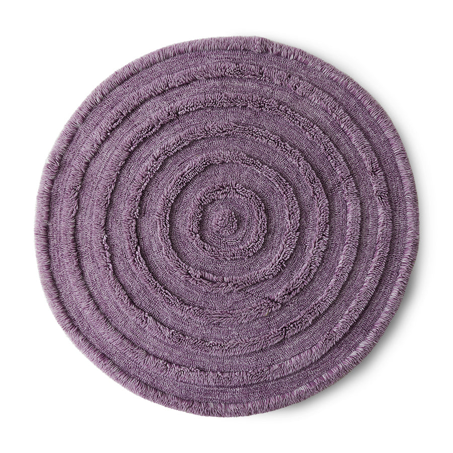 Lilac Purple Round Woollen Rug, 1.5m Diameter from HKLIVING