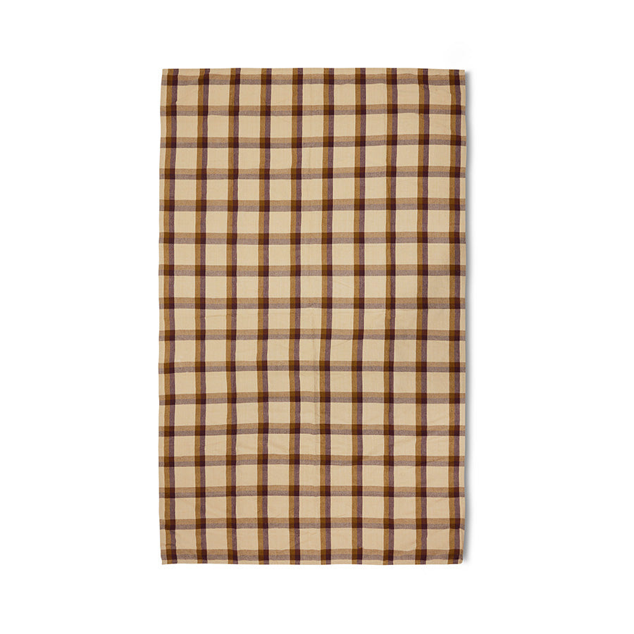 HKLIVING Vida Check Table Cloth - Chestnut Cream (140x220cm)