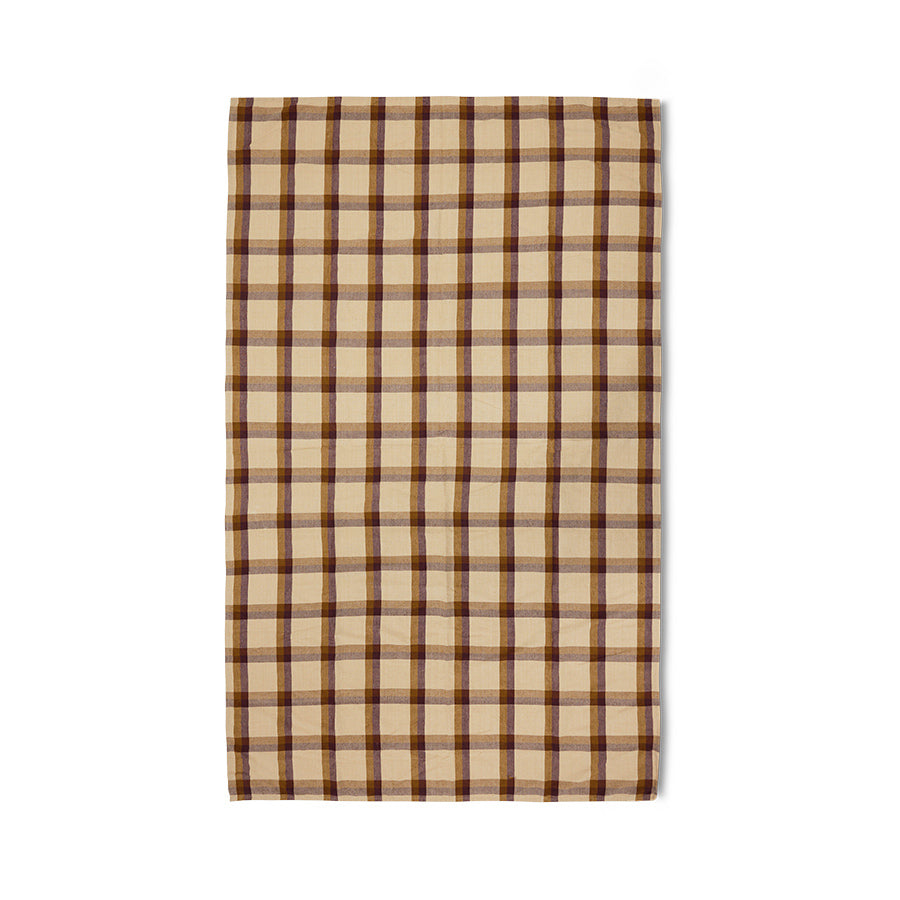 HKLIVING Vida Check Table Cloth - Chestnut Cream (140x220cm)
