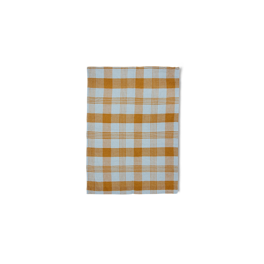 HKLIVING Vida Check Tea Towels, 50 x 70cm - Multicolour, Strawberry Cream, Amber Blue