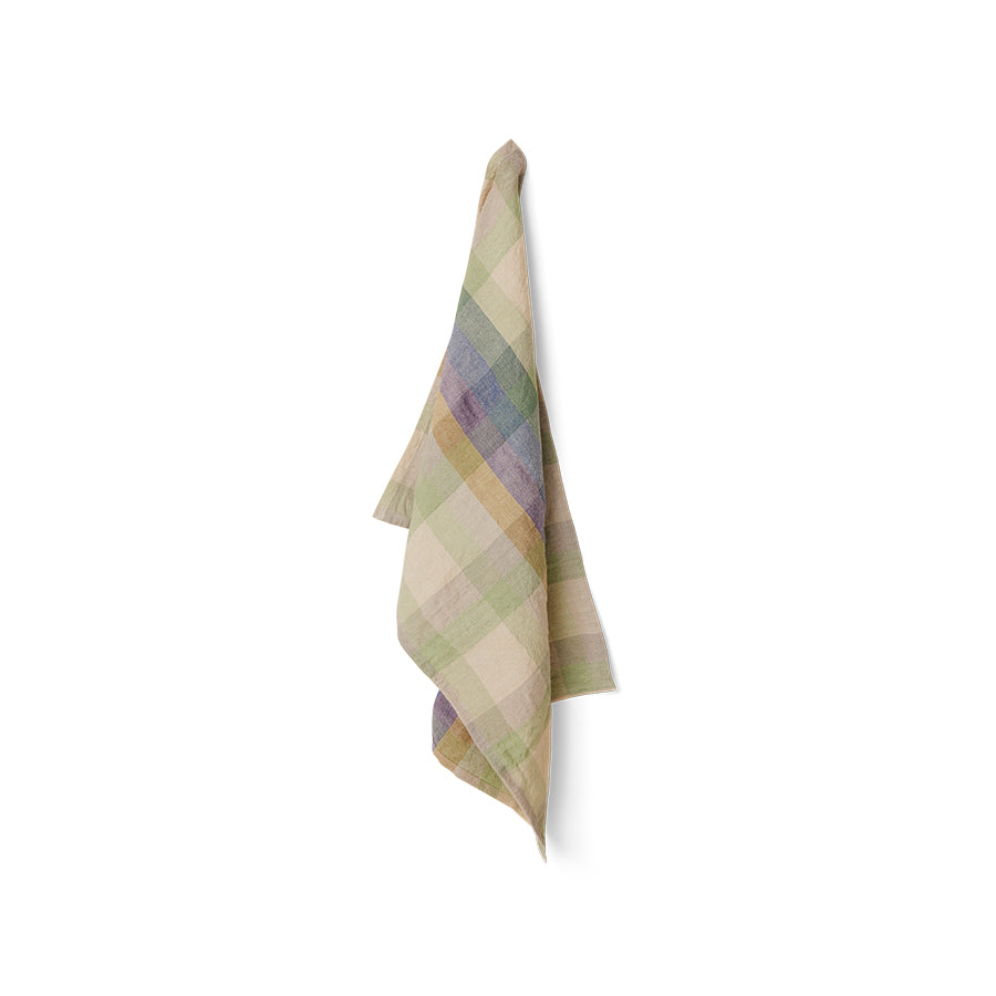 HKLIVING Vida Check Tea Towels, 50 x 70cm - Multicolour, Strawberry Cream, Amber Blue