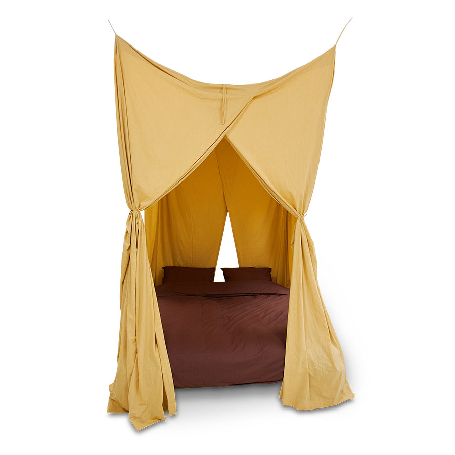 HKLIVING Bed Canopy - Golden Hour Yellow Cotton Draped Canopy (210x190x290cm)
