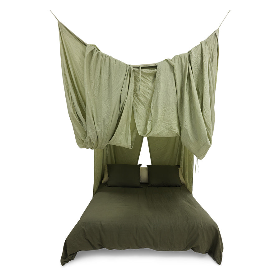 HKLIVING Bed Canopy - Morning Dew Green Cotton Draped Canopy (210x190x290cm)