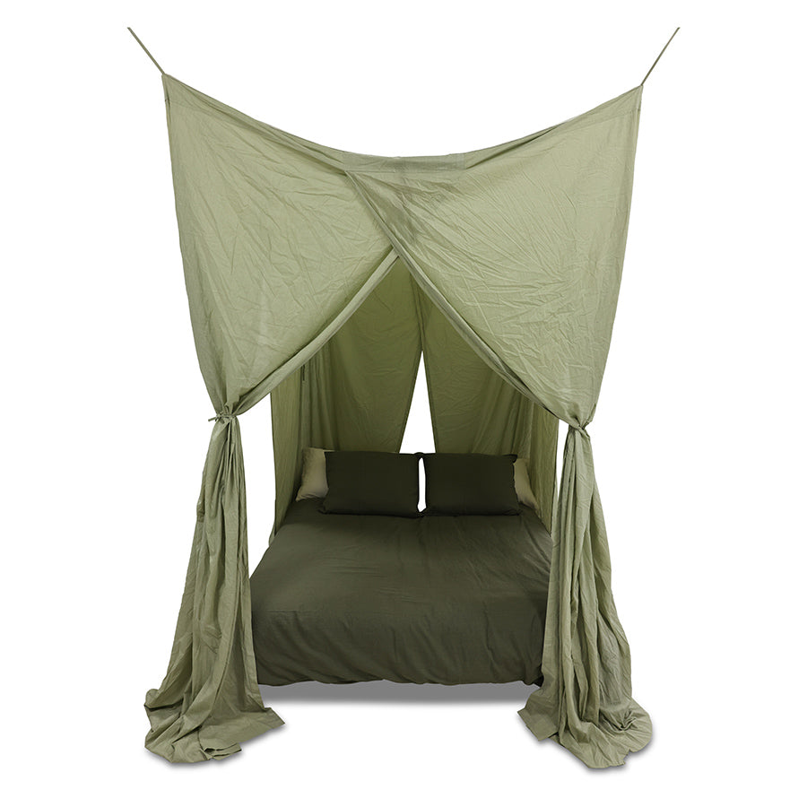HKLIVING Bed Canopy - Morning Dew Green Cotton Draped Canopy (210x190x290cm)
