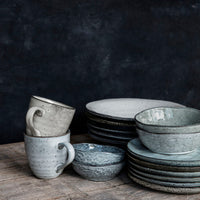 Rustic Ceramic Breakfast Bowl Grey/Blue