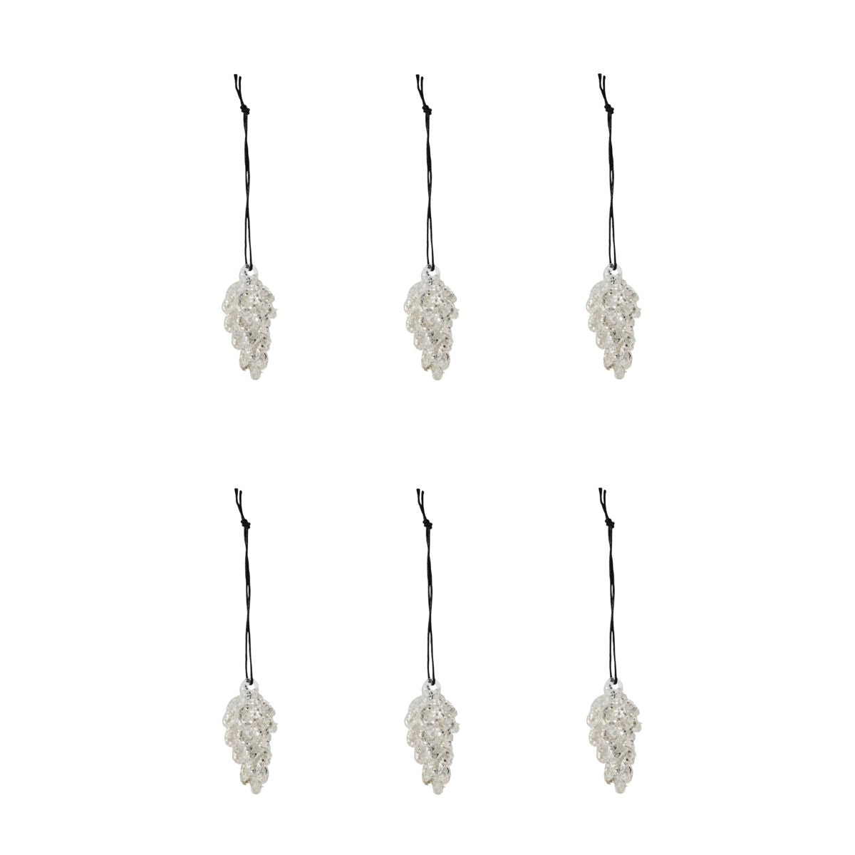 Cone Silver Ornament S Set of 6