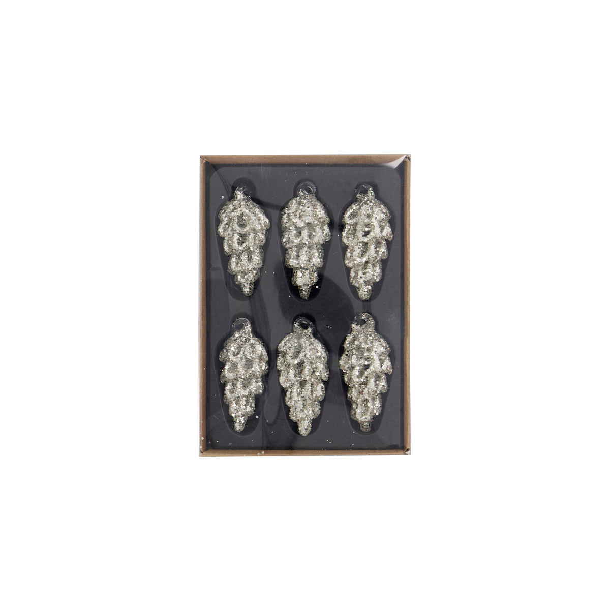 Cone Silver Ornament S Set of 6