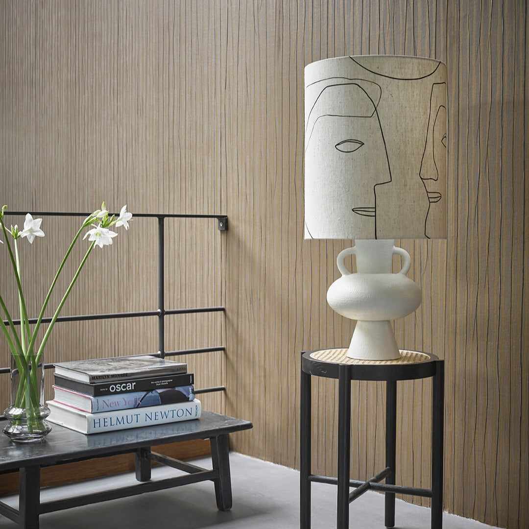 hkliving faces lamp shade on a different shaped almost jug with handles design lamp base
