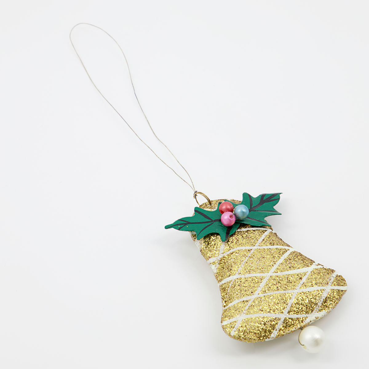 Christmas Bell Gold Glitter Ornament Bauble