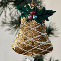Christmas Bell Gold Glitter Ornament Bauble