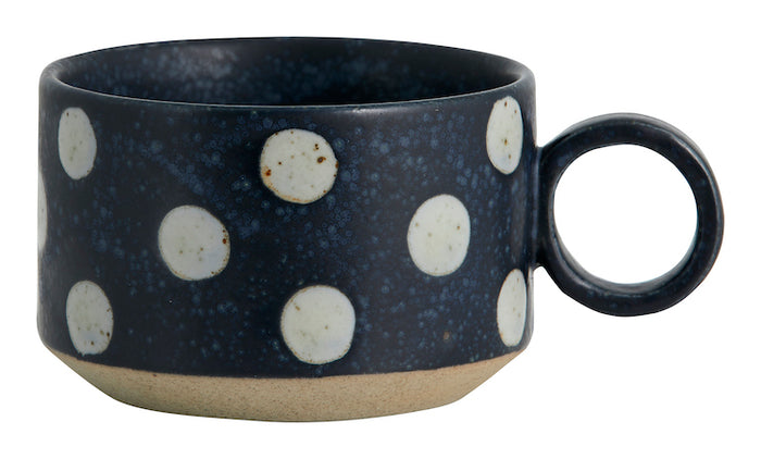Grainy Tea Cup w Handle Dark Blue/Sand