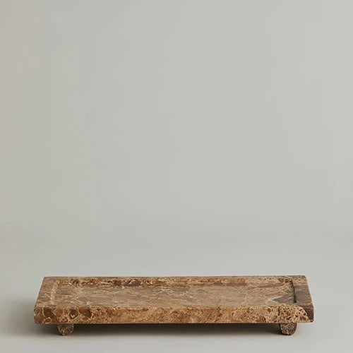 Ayu Marble Tray Flat Rectangular Brown