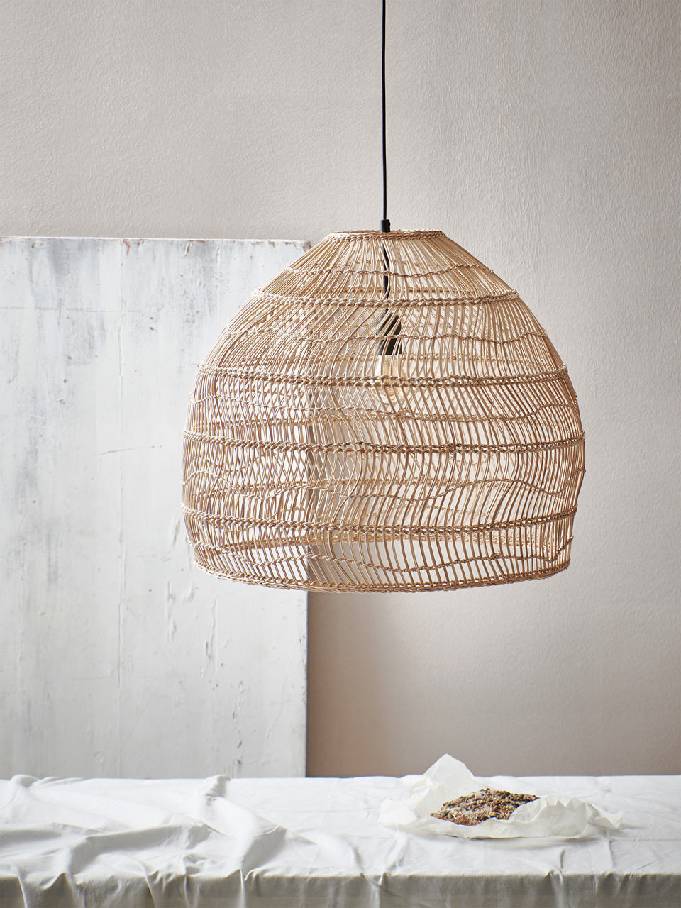 Wicker Pendant Lamp Ball Natural M by HKLIVING