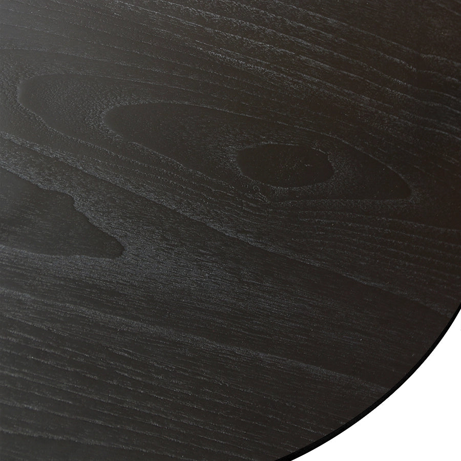 Black Round Wooden Pillar Dining Table by HKLIVING, 140cm diameter, Handmade