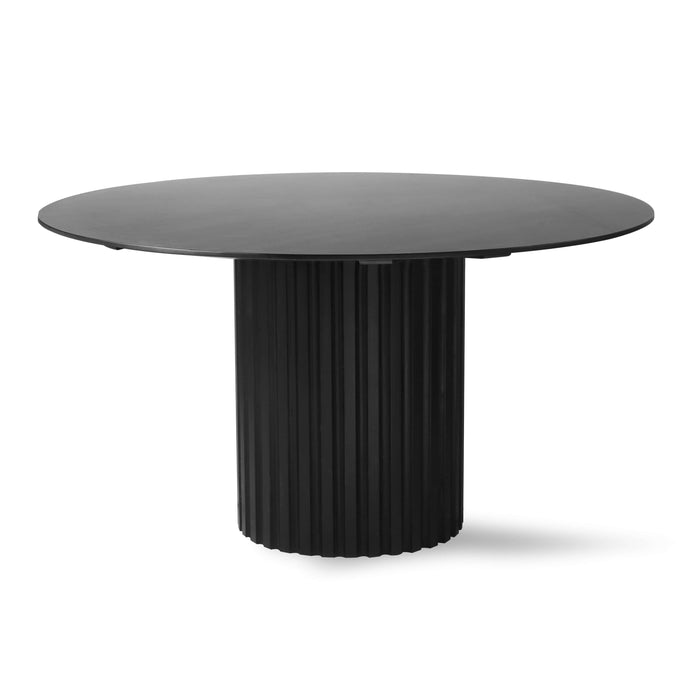 Black Round Wooden Pillar Dining Table by HKLIVING, 140cm diameter, Handmade