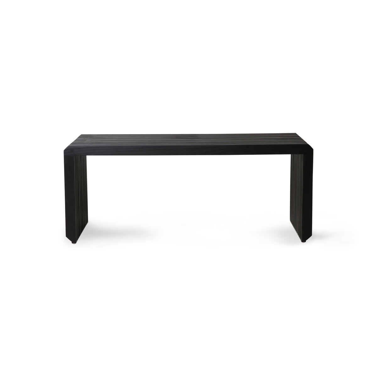 Contemporary black bench with slatted design by hkliving
