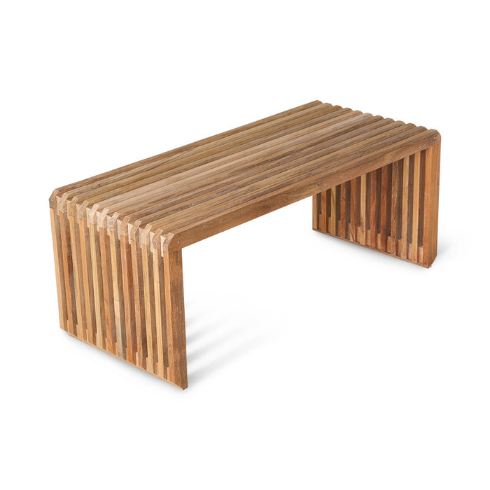 Slatted teak bench by hkliving with minimalist design