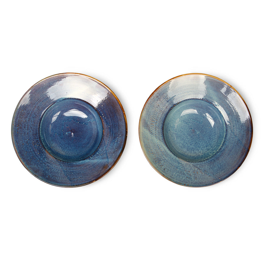 HKLIVING Chef Ceramics Pasta Plate - Rustic Blue Porcelain