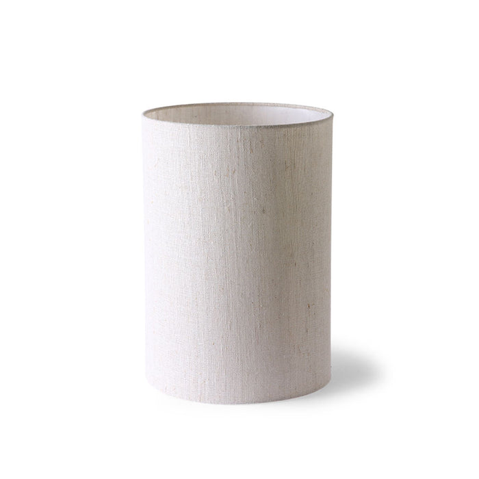 cylidrical white lamp shade with the visible texture of natural linen from hkliviing