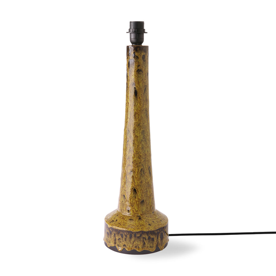 swirling green yellow of hand glazed hkliving lamp base tall and slender in mustardf green yellow
