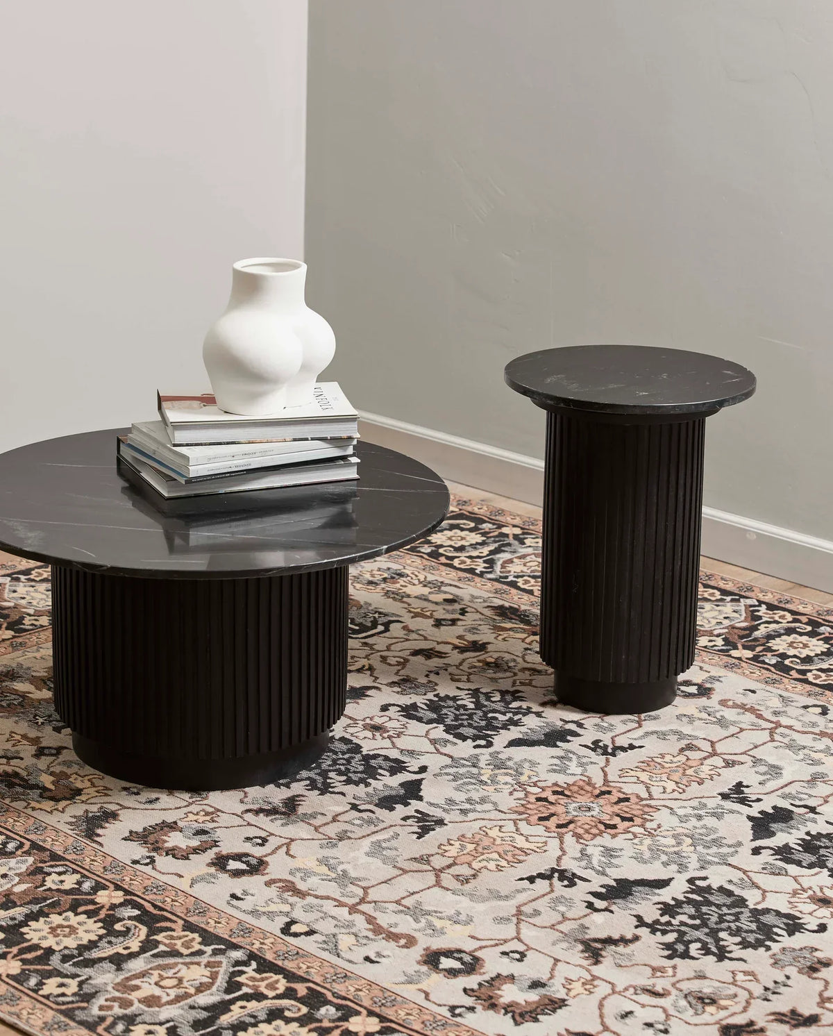 Erie Arnet Marble Table Collection – Elegant Black & White Marble Tables