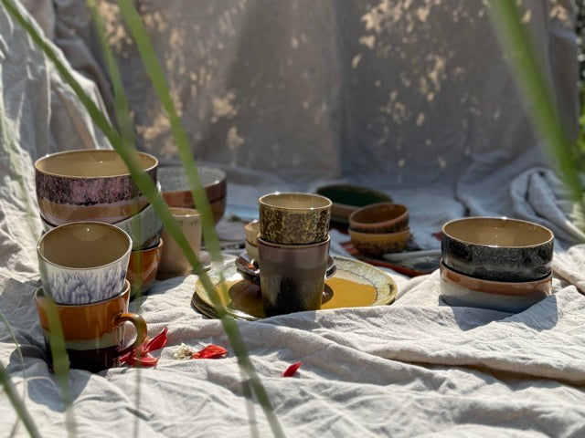 colourful crockery from hkliving and others in an outdoor dining experience