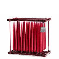 winter berry red taper candles in dipping rack