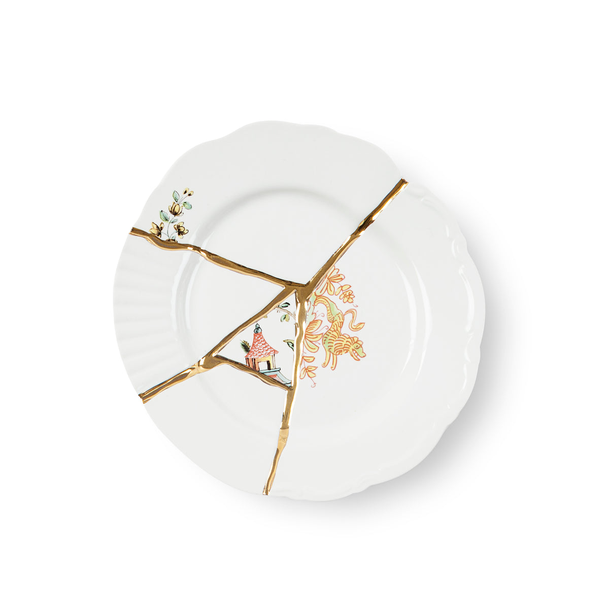 Seletti Kintsugi Dessert Plate – Porcelain with 24K Gold Detailing