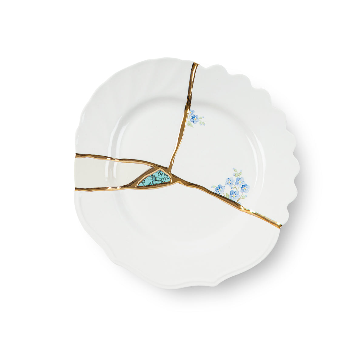 Seletti Kintsugi Dessert Plate - Porcelain with 24K Gold Detailing