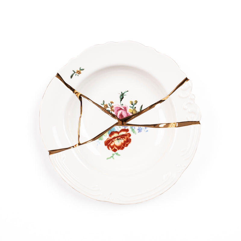 Seletti Kintsugi Pasta Soup Plate – Porcelain with 24K Gold Detailing